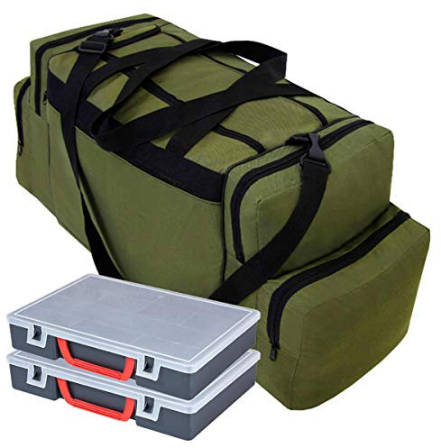 Ferocity Specialist Angeltasche für Zubehör mit inkl. 2 Kunststoff-Boxen Angelboxen Gerätetasche Ködertasche Tasche für Angelköder Khaki [023]