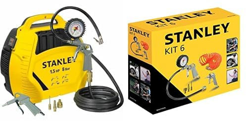 Stanley AIR KIT Compresseur Ultra compact et portatif sans cuve 1,5HP/8bar avec accessoires 1868 & 9045717STN Accessoires pour compresseur d’air