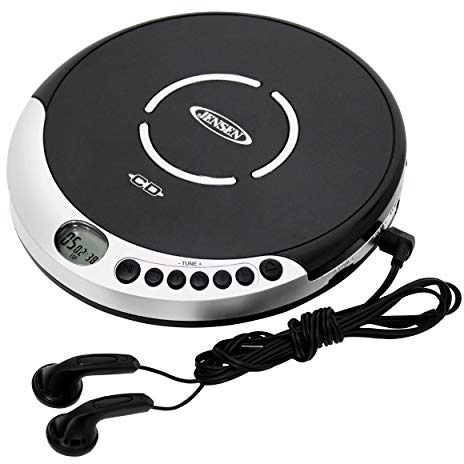 Jensen Portable CD Player with Bass Boost, Silver, JENCD60R