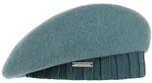 Seeberger Wollfilz Baske mit Strickbund Wollbaske Filzbaske Damenbaske Baskenmütze (One Size - türkis)