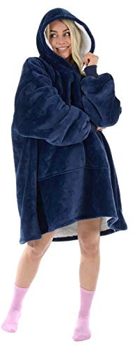 Sherpa Hoodie Blanket - Navy