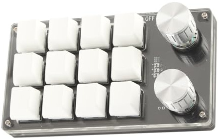 One Handed Programmable Mechanical Keyboard, 12 Keys Programmable Macro Keyboard with Knob Plug and Play Multifunctional Mechanical Gaming Keypad Function Keypad for