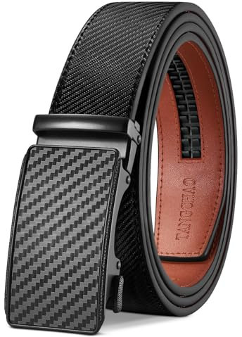 TANGCHAO Gürtel Herren,Ledergürtel Ratsche Automatikschließe für Herren Business Anzug Jeans, 35mm Gürtel,Größe Einstellbar