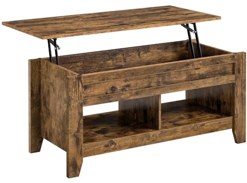 Yaheetech Tavolino da Caffè Sollevabile Tavolo Moderno Elevabile da Soggiorno Tavolino Basso da Salotto Divano Caffè 104,5 x 49,5 x 49-62 cm Tavolino Portaoggetti da Divano Marrone Rustico