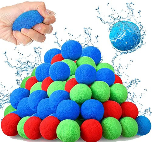 Vattenbomber set stänkbollar, 30 stycken vattenbomber återanvändbara, vattenballonger bomber, mjuka vattenbollar i färgglada färger, splash boll vattenballong, pool leksak boll vatten vattenbomb (B)