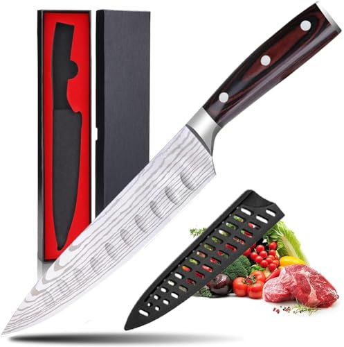 Astylway Kochmesser 20cm 5Cr15MoV Handgeschmiedetes profi Küchenmesser aus Deutschem Hochwertigem Carbon Stahl Original scharfes Allzweckmesser Fleischmesser mit Holzgriff