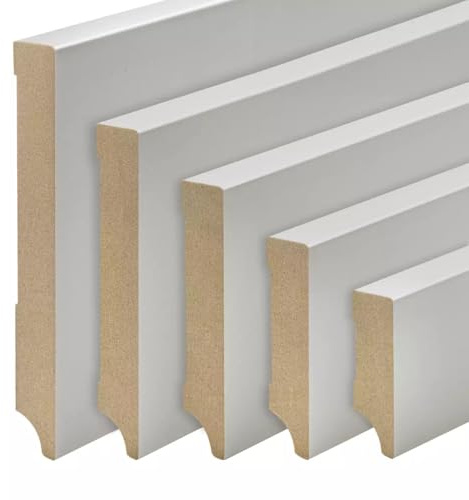 REESE | Sockelleisten Fußleisten | MDF Hellgrau | Weimarer Profil (gerade) | Größe 80mm