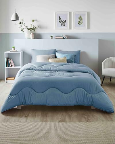 Night Lark Coverless Duvet Linen Collection – Coverless Duvet Single 10.5 Tog with Advanced Smartfil® Fiber, Machine Washable, Hypoallergenic – Twilight Blue, Single Bed Size