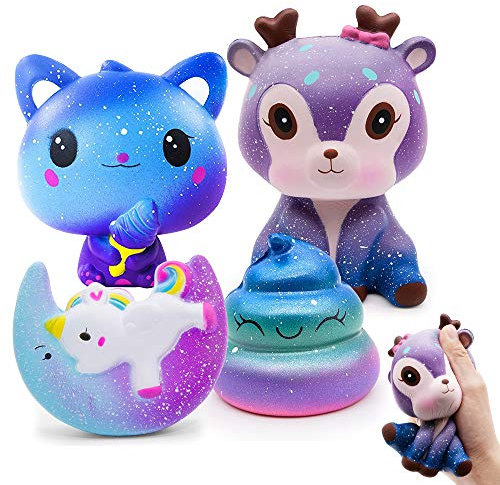 Squishy Spielzeug 4 Stück, VICTERR Stress Spielzeug Squishy Set, Squishies Party Geschenke Autismus Angstzustände für Kinder Mädchen Jungen Erwachsene