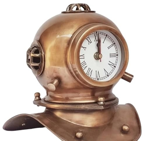 Nautical Marine Diving Helmet Clock Maritime Mini Divers helmet clock Tabletop Desk Antique Vintage Deep Sea Scuba Divers Helmet Gift