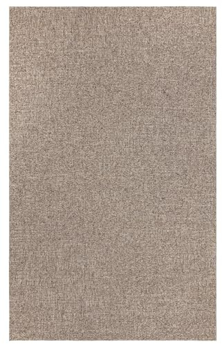 TESSO LIVING In- & Outdoor Teppich – 120 x 160 cm Beige – Wetterfest & rutschfest, UV-beständiger Kurzflorteppich – Ideal für Balkon, Terrasse, Küche & Camping