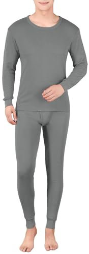 Herbstkleidung Herbsthose aus reiner Baumwolle, dünner Baumwollpullover für Herren, mittlere und junge Thermounterwäsche-Set, Rundhalsausschnitt, Herbst und Winter, Herrenjackenkleid, grau, L