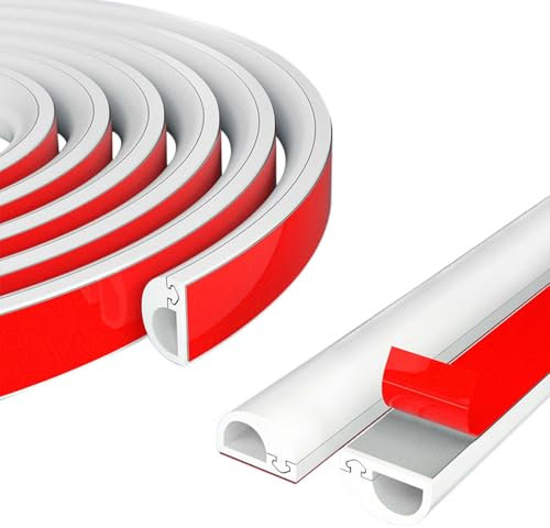 XPOOP Mini Canalina Portacavi, Canali a Cavo Semicircolare, Canaline Fili Elettrici, Canalina Passacavi Muro Adesiva, Canalina Flessibile per Cavi Elettrici, Canalina Passacavi (3 Metri)