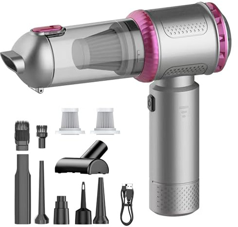 Aspirateur à main 3 en 1 - 18 000 PA - Puissant - 3 vitesses - 200 000 tr/min - Mini aspirateur à main sans fil pour voiture, cuisine, PC, canapé, bureau, maison et poils d'animaux
