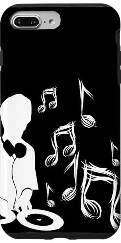DJ con tocadiscos y partituras, drum and bass, techno Carcasa para iPhone 7 Plus/8 Plus