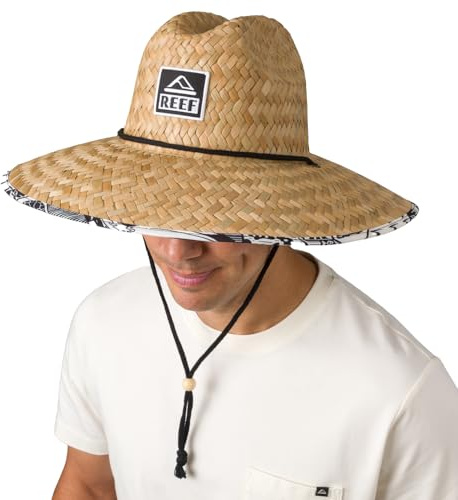 REEF Men's Wide Brim Straw Hat with Chin Strap