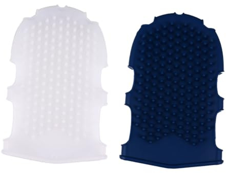 OUNONA 2pcs Silicone Massage Gloves Bath Brush Semi- White Dark Blue Spa Body Scrubber for Shower Deep Cleansing and Skin Stimulation