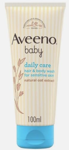 Aveeno Baby Hair & Body Wash Daily Care 100ml – Gentle Cleanser for Newborn & Sensitive Skin – Soap Free, Tear Free & Oat Extract Formula