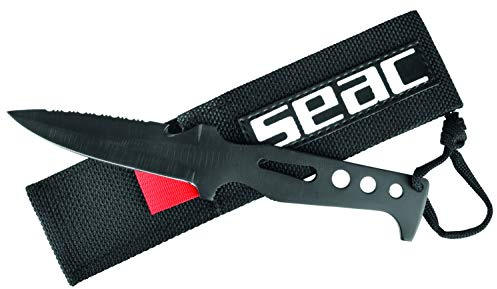 SEAC Tajaman 95 mm Diving Knife for Spearfishing and Diving in Stainless Steel Teflon, 95 mm, black, one size