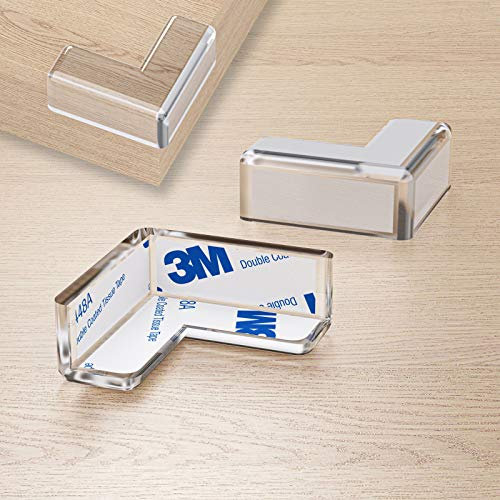 WELLGRO Kantenschutz eckig - Silikon Eckenschutz, 4 x 4 x 1,9 cm (LxBxH), transparent, BPA frei - Menge wählbar, Stückzahl:48 Stück