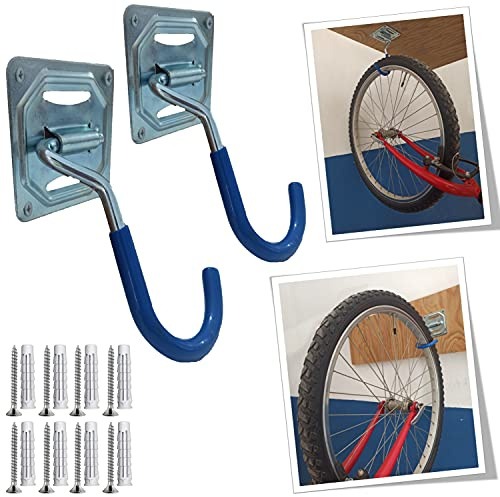 Parpyon® Porta biciclette da muro N. 2 gancio bici muro, portabici da tetto, porta bici, porta attrezzi da parete, porta biciclette da terra vari modelli (Parete/Muro)