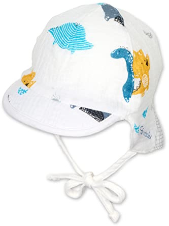 Sterntaler Unisex barn, vändbar skärmmössa, nacke, dinos, barnmössa, ecru, normal, ecru