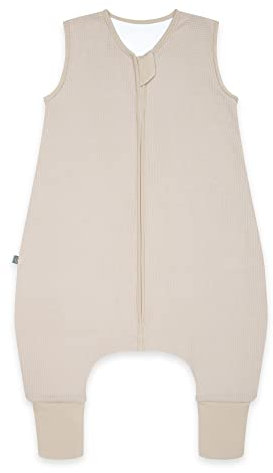 emma & noah Baby Schlafsack mit Füßen 1.0 TOG, Ganzjahres Schlafsack mit Beinen für den Frühling, Sommer und Herbst, 100% Bio-Baumwolle, Oeko-TEX Zertifiziert (Essential Beige, 90 cm)