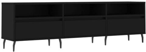 vidaXL TV Schrank, Fernsehschrank mit Eisenbeinen, Fernsehtisch für Wohnzimmer, Lowboard Sideboard TV Ständer TV Gerät, Schwarz Holzwerkstoff