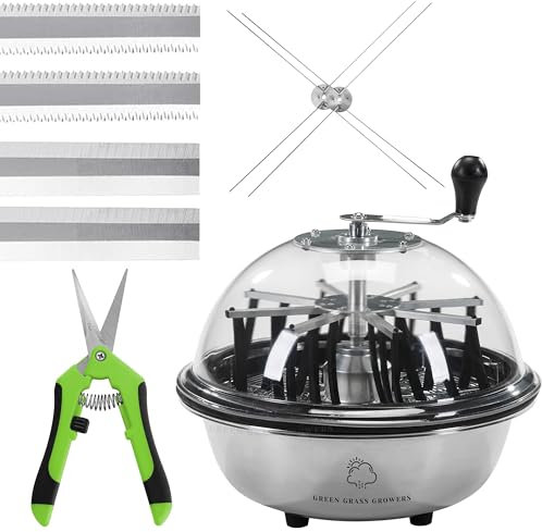 Green Grass Growers Cortador Manual de Hojas y Cogollos para Cultivo Hidropónico | Manicuradora Podadora, Trituradora y Picadora de Mesa y Jardinería | Cuchillos, Rejilla y Tazón de Acero (48cm (19))