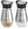 COM-FOUR® Ensemble salière et poivrière 2 pièces en acier inoxydable et verre - récipient à épices avec étiquette - shaker pour épices dans la cuisine et la restauration (Ensemble 2 pièces - argent)