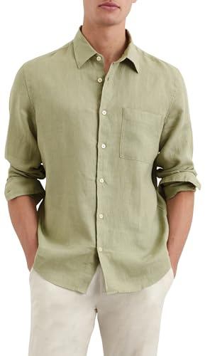 Marc OߴPolo Herren Leinenhemd Langarm Regular Fit, Grün (Summer Sage), XL