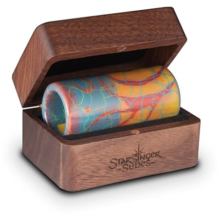 Koru Premium Ceramic Guitar Slide ā Earthy Blues & Spirals, Handcrafted (Medium)