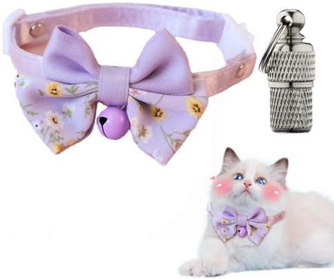 Collier Chien Chat, Chat Colliers Pet Chaton Colliers, Colliers Réglables pour Chats, Colliers pour Chat avec Clochette et Nœud Papillon, Cravates Amovibles pour Chat avec Noeud et Clochettes
