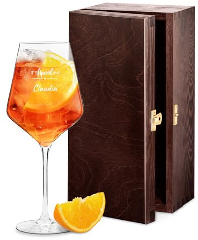 Maverton Aperol Spritz Glas personalisiert mit Namen - Cocktailglas mit Gravur - Aperol Geschenk - Geburtstagsgeschenk für Frauen - personalisierte Geschenke Frauen - 350ml oder 530 ml - Aperol Time