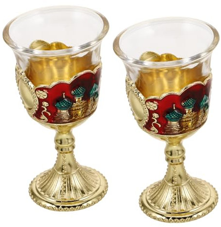 Cabilock 2 Pièces verre de grillé gobelets rouges calice d'or calice de vin tasses à vin élégantes verres à vin gobelets en or calice gobelet calice chinois Un verre