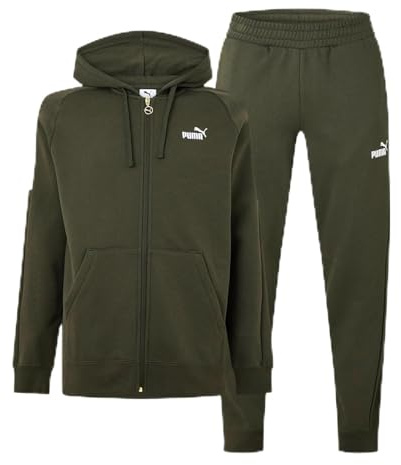 Puma Mens Fleece Tracksuit Khaki Green XL