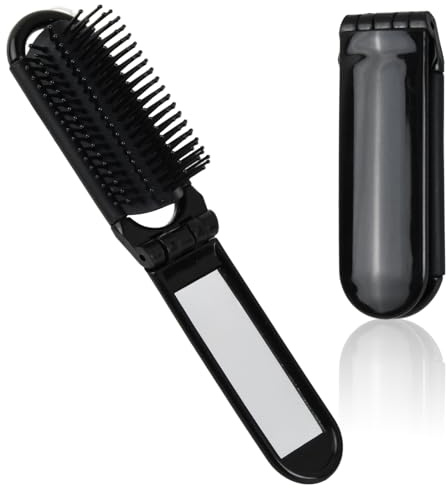 Spazzola per Capelli da Viaggio con Mini Specchio, Pieghevoli Spazzola Pettine per Massaggi, Strumenti compatti per Lo Styling dei Capelli, adatto Palestra, Shopping e Viaggi