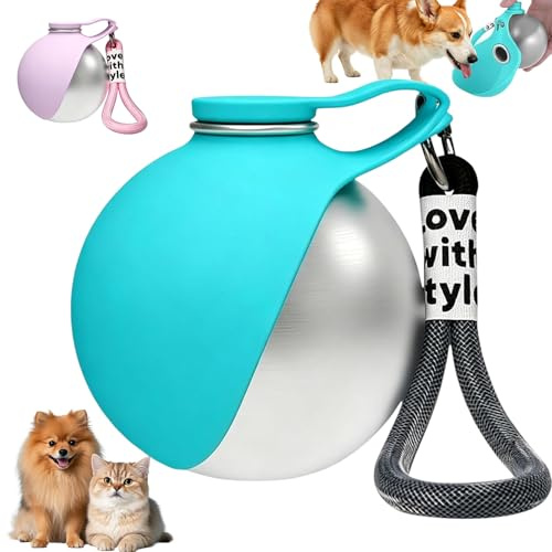 Gamelle Étanche avec Bol Pliable, Gourde Chien avec Bol en Pliable Silicone, Gourde Chien Promenade Gamelle, Gourde de Compacte pour Chiens, pour Sorties, Marche Quotidienne, Voyages, Camping (M2)