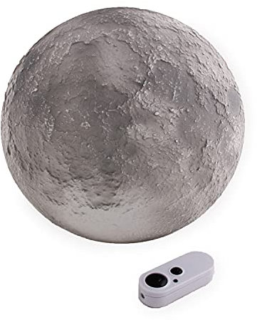 Basic Fun Moon In My Room-Nachtlicht, Uncle Milton, 18025, Nachtlicht für Kinder, Zyklus mit 12 Mondeinstellungen,Kinderzimmer-Dekoration, ferngesteuertes Licht, Mint-Mondlampe für Kinder, Grau