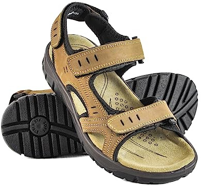 Zerimar sandaler utomhusskor Vandringsandaler | Lädersandaler Vandring | Sport utomhus sandaler | Sandaler Vandring Sommar | Färg: Olivstorlek 45