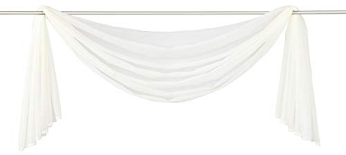 Yaland Voile transparent frihandbåge enfärgad enfärgad tvärhängande vardagsrum gardinhalsdukar (B x H 140 x 500, beige) 1 st