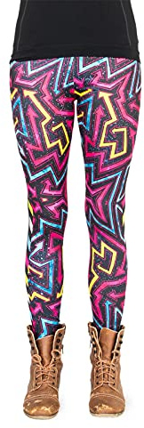cosey - Neon Line Leggings - knallige Farben- in verschiedenen Leuchtend bunten Designs (Einheitsgröße) (Retro Arrows)