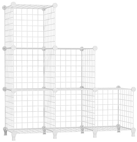 AWTATOS Étagère Modulable Meuble Cube 6 Étagères Métalliques de Rangement pour Bureau, Salon et Chambre, Blanc USCIH06WE