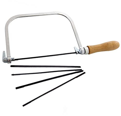 Sierra de perforación, sierra de joyería ajustable, sierra de joyero universal multiusos de 300 mm, sierra para metales en forma de U, 4 hojas de sierra en espiral para manualidades de joyería