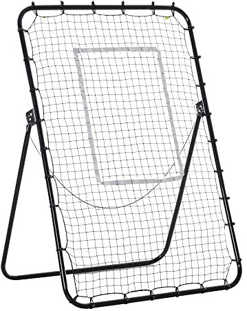HOMCOM Fußball Rebounder, Klappbarer Fußballtor, Kickback Rückprallwand mit 4 Verstellbaren Stufen, Metallrahmen für Kinder, Erwachsene 123 x 73 x 178,5 cm, Schwarz