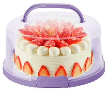 NVAZIOP 10Inch Cake Stand Carrier with Lid and Handle Storage Container Keeper Plastic Tall Transport Travel Cake Saver Holder with Cover Pie Bundt Round