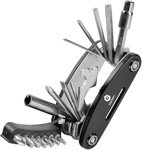 DeeAWai Fahrrad Multitool Reparatursatz 21 in 1 Fahrrad-Multifunktionswerkzeug - Faltbares Reparatur Werkzeug Set Reparaturset - Werkzeug Set für MTB Rennradfahren, Schwarz