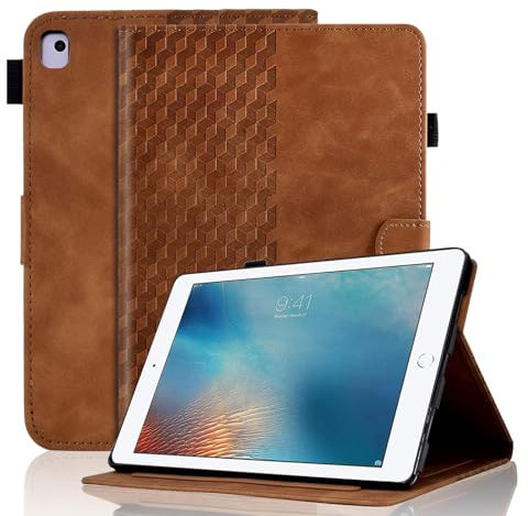 Vkooer Case for iPad Pro 9.7 2016 (Model: A1673 A1674 A1675) Premium PU Leather Folio Cover Smart Shell with Auto Sleep/Wake Multi Angle Viewing Stand for iPad Pro 9.7 2016 Tablet, Brown