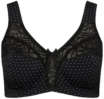 Ulla Popken dam avlastnings-BH, spets, utan bygel, kopp C-F BH's, svart, 100E