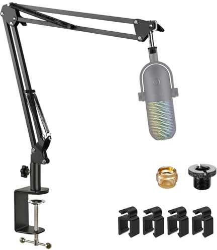Rigych Adjustable Mic Boom Arm, Mic Stand Compatible with Razer Seiren X Mini V2 V3 USB Microphone for Recording, Gaming, Streaming
